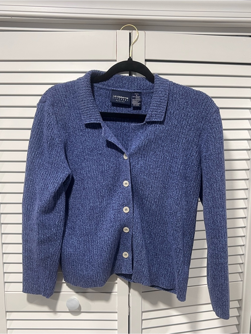 Liz Claiborne Dusty Blue Button-Front Cardigan